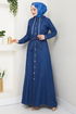 From The Front Buttoned Up Jeans Dress 25021MTS1095-M Dark Jeans - Thumbnail