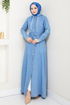 From The Front Buttoned Up Jeans Dress 25021MTS1095-M Open Jeans - Thumbnail