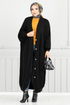 From The Front Buttoned Up Knitwear Cardigan 20495ETT902-M Black - Thumbnail