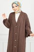 From The Front Buttoned Up Knitwear Cardigan 20495ETT902-M Coffee - Thumbnail