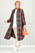 From The Front Buttoned Up Plaid Tunic 4446KTR927-M Green - Thumbnail