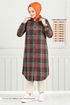 From The Front Buttoned Up Plaid Tunic 4446KTR927-M Green - Thumbnail