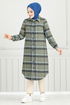 From The Front Buttoned Up Plaid Tunic 4446KTR927-M Laci&Khaki - Thumbnail