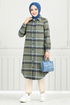 From The Front Buttoned Up Plaid Tunic 4446KTR927-M Laci&Khaki - Thumbnail