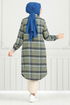 From The Front Buttoned Up Plaid Tunic 4446KTR927-M Laci&Khaki - Thumbnail
