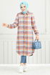 From The Front Buttoned Up Plaid Tunic 4446KTR927-M Purple - Thumbnail