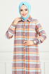 From The Front Buttoned Up Plaid Tunic 4446KTR927-M Purple - Thumbnail