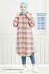 From The Front Buttoned Up Plaid Tunic 4446KTR927-M Purple - Thumbnail