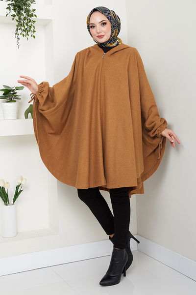 MRV B.G.S. - From The Front Zippered Poncho 0505BGS895-M Taba