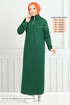 From The Front Zippered Sport Dress 13366ETT902-M Emerald - Thumbnail