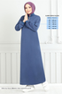 From The Front Zippered Sport Dress 13366ETT902-M Indigo - Thumbnail