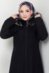 From The Front Zippered Stamp Coat 2058BGS895-M Black - Thumbnail