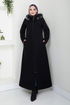 From The Front Zippered Stamp Coat 2058BGS895-M Black - Thumbnail