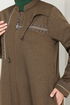 From The Front Zippered Topcoat Ferace 0003HMY948-M Taba - Thumbnail