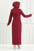 From The Side Belt Detailed Dress 0409ALG1079-M Burgundy - Thumbnail