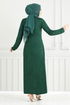 From The Side Belt Detailed Dress 0409ALG1079-M Emerald - Thumbnail
