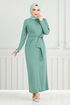 From The Side Belt Detailed Dress 0409ALG1079-M Mint - Thumbnail