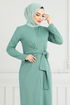 From The Side Belt Detailed Dress 0409ALG1079-M Mint - Thumbnail