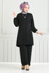 From The Side Laced Up Hijab Team 3004BM1076-M Black - Thumbnail