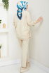 From The Side Laced Up Tunic 406EVO1065-M Beige - Thumbnail