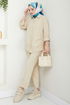 From The Side Laced Up Tunic 406EVO1065-M Beige - Thumbnail