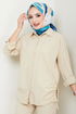 From The Side Laced Up Tunic 406EVO1065-M Beige - Thumbnail