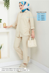 From The Side Laced Up Tunic 406EVO1065-M Beige - Thumbnail