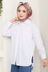 From The Side Laced Up Tunic 406EVO1065-M Ecru - Thumbnail