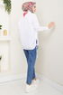 From The Side Laced Up Tunic 406EVO1065-M Ecru - Thumbnail
