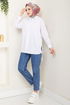 From The Side Laced Up Tunic 406EVO1065-M Ecru - Thumbnail