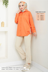From The Side Laced Up Tunic 406EVO1065-M Open Orange - Thumbnail