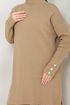 From The Side Lacquered Knitwear Team 5052KLN1035-M Latte - Thumbnail