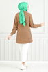 From The Side Lacquered Tunic 400EVO1065-M Coffee - Thumbnail