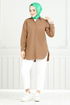 From The Side Lacquered Tunic 400EVO1065-M Coffee - Thumbnail