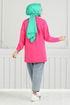 From The Side Lacquered Tunic 400EVO1065-M Fuchsia - Thumbnail