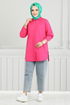 From The Side Lacquered Tunic 400EVO1065-M Fuchsia - Thumbnail