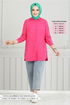 From The Side Lacquered Tunic 400EVO1065-M Fuchsia - Thumbnail