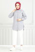 From The Side Lacquered Tunic 400EVO1065-M Grey - Thumbnail
