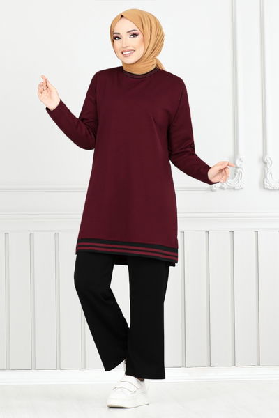 MRV S.L. - Garni Detay Modal Kumaş Takım 2585SL890-M Bordo&Siyah
