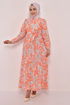 Gemustert Kleid Lachs EFL12202 - Thumbnail