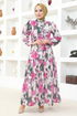 Gemustert Kleid MSL6092 Rosa - Thumbnail