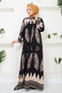 Gemustert Viskose Kleid 2353BGS895-M Schwarz & Vision - Thumbnail