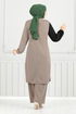 Gerippe Details Hijab Yakim 9118PL940-M Dunkel Vision - Thumbnail