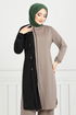 Gerippe Details Hijab Yakim 9118PL940-M Dunkel Vision - Thumbnail