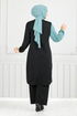 Gerippe Details Hijab Yakim 9118PL940-M Schwarz & Mint - Thumbnail