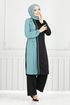 Gerippe Details Hijab Yakim 9118PL940-M Schwarz & Mint - Thumbnail