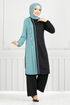 Gerippe Details Hijab Yakim 9118PL940-M Schwarz & Mint - Thumbnail