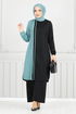 Gerippe Details Hijab Yakim 9118PL940-M Schwarz & Mint - Thumbnail