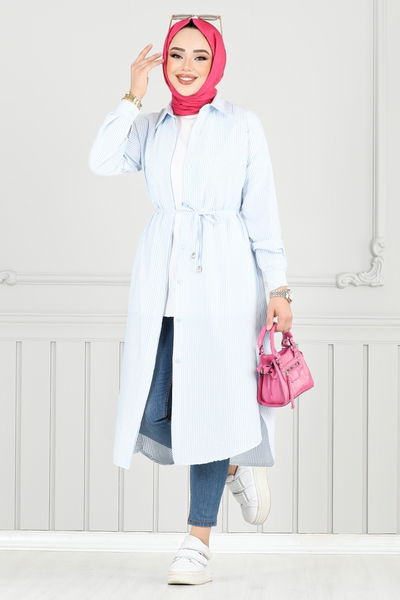 MRV H.B.S. - Gizli Düğmeli Tunik 3106HBS932-M Mavi