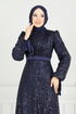 Göğsü Drapeli Tesettür Abiye 5690EDF311-MS Laci - Thumbnail